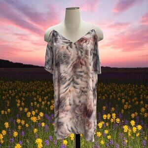 Krisa Womens Off-Shoulder Abstract Print Top L‎ Polyester/Rayon Blend